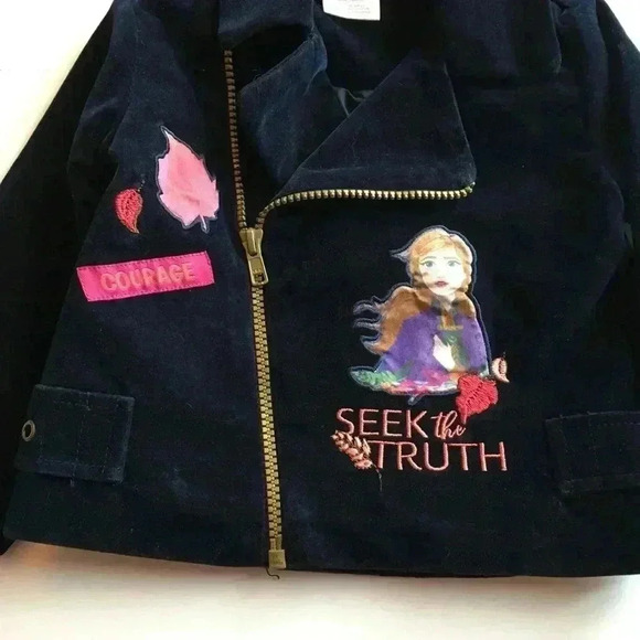 Disney Frozen II Navy Velour Girls Modo Jacket, 2T - Picture 5 of 11